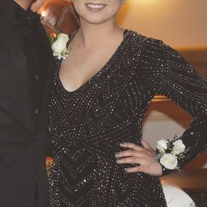 Black prom dress with beaded details